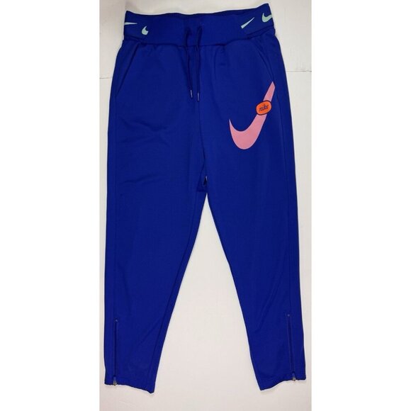 Nike Swoosh Just Do It Track Pants Jogger Trousers Youth Girls Medium Blue - Picture 1 of 10